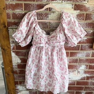 Trixxi Pink Floral Juniors Casual Dress SZ XL Milk Maid Cottagecore Coquette